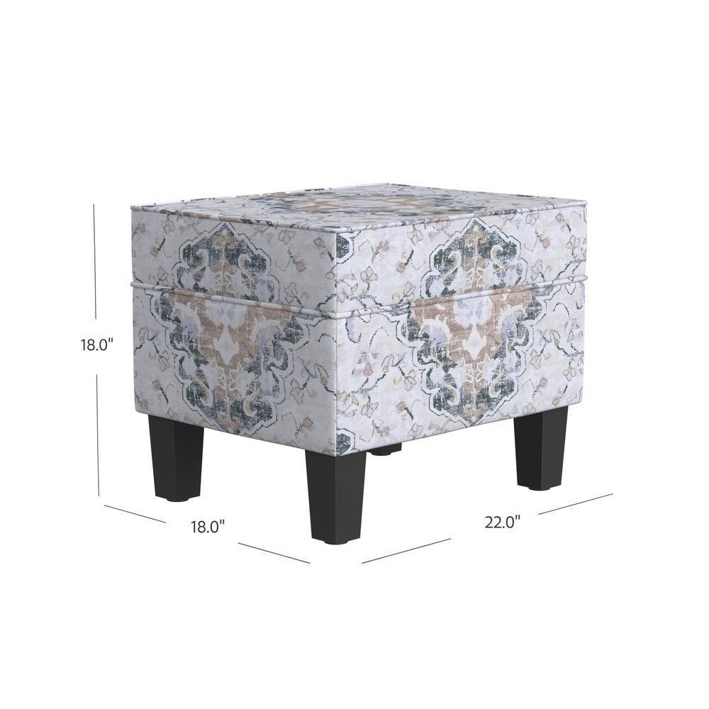 Medium Storage Ottoman Black - HomePop: Hinged Lid, Cotton Upholstery, Hardwood Frame