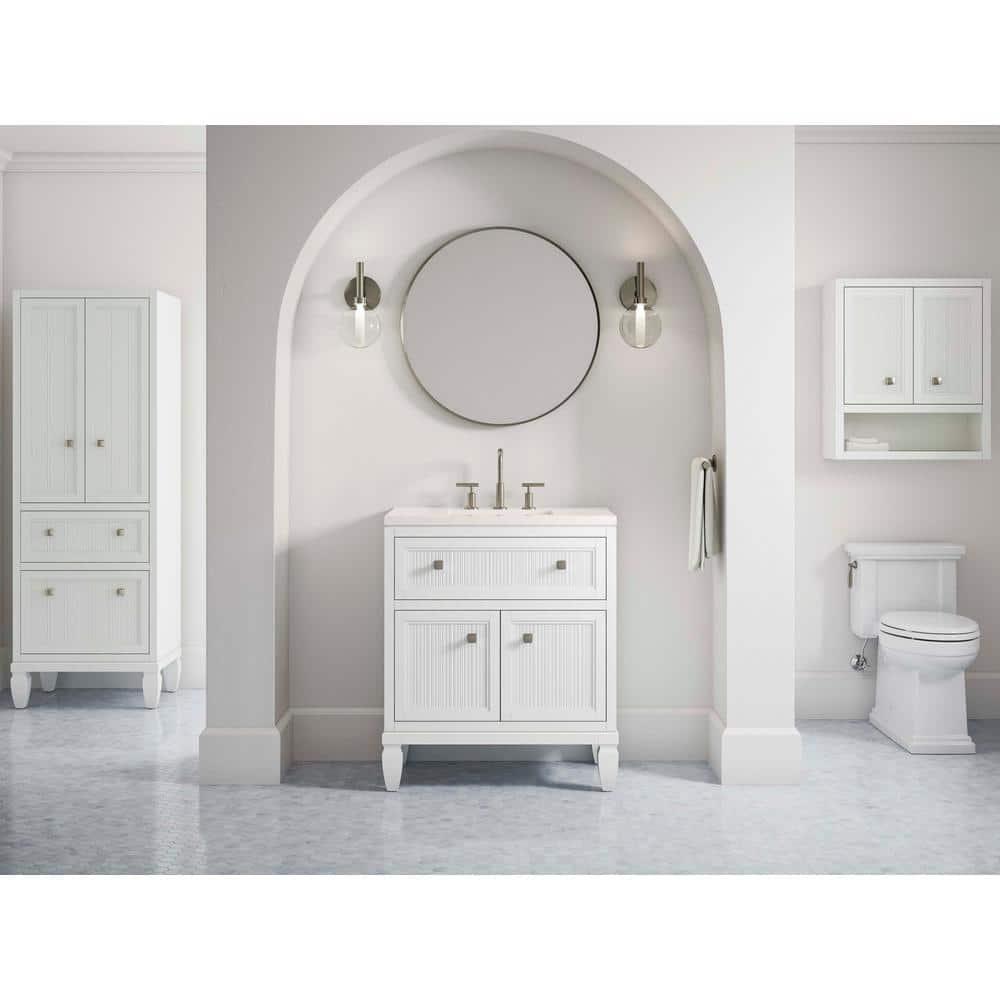 Hearthaven 30'' Free Standing Single Bathroom Vanity Cabinet with Sink and Quartz Top