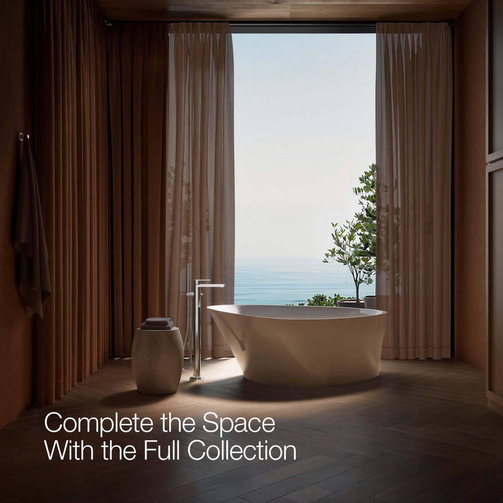 Parallel Floor-Mount Bath Filler Trim With Handshower