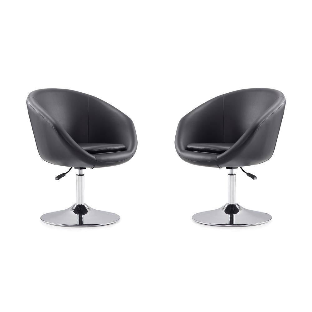 Set of 2 Hopper Wool Blend Adjustable Height Chairs Black - Manhattan Comfort