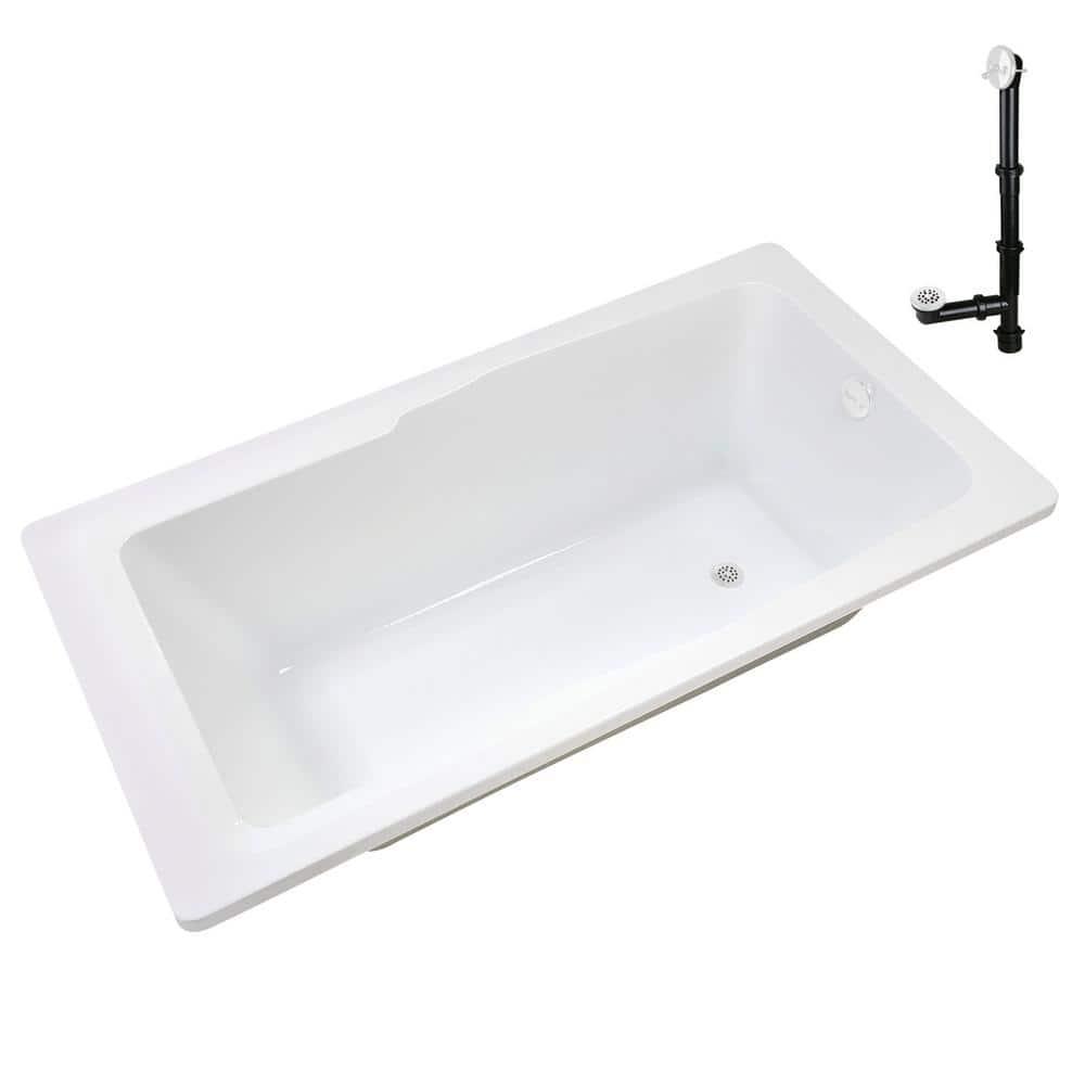 60'' x 32'' Acrylic Soaking Drop-In Bathtub, Drain Included