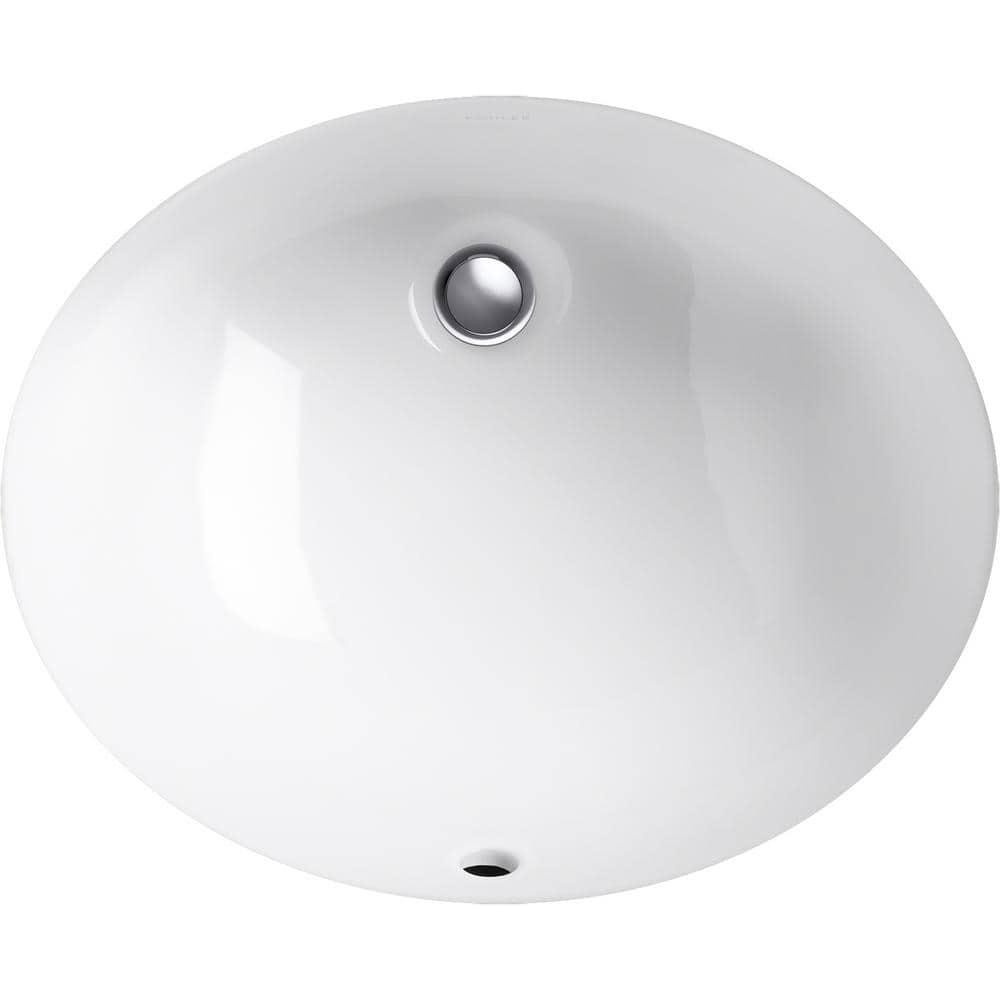 Caxton® Ceramic Oval Undermount Bathroom Sink with Overflow