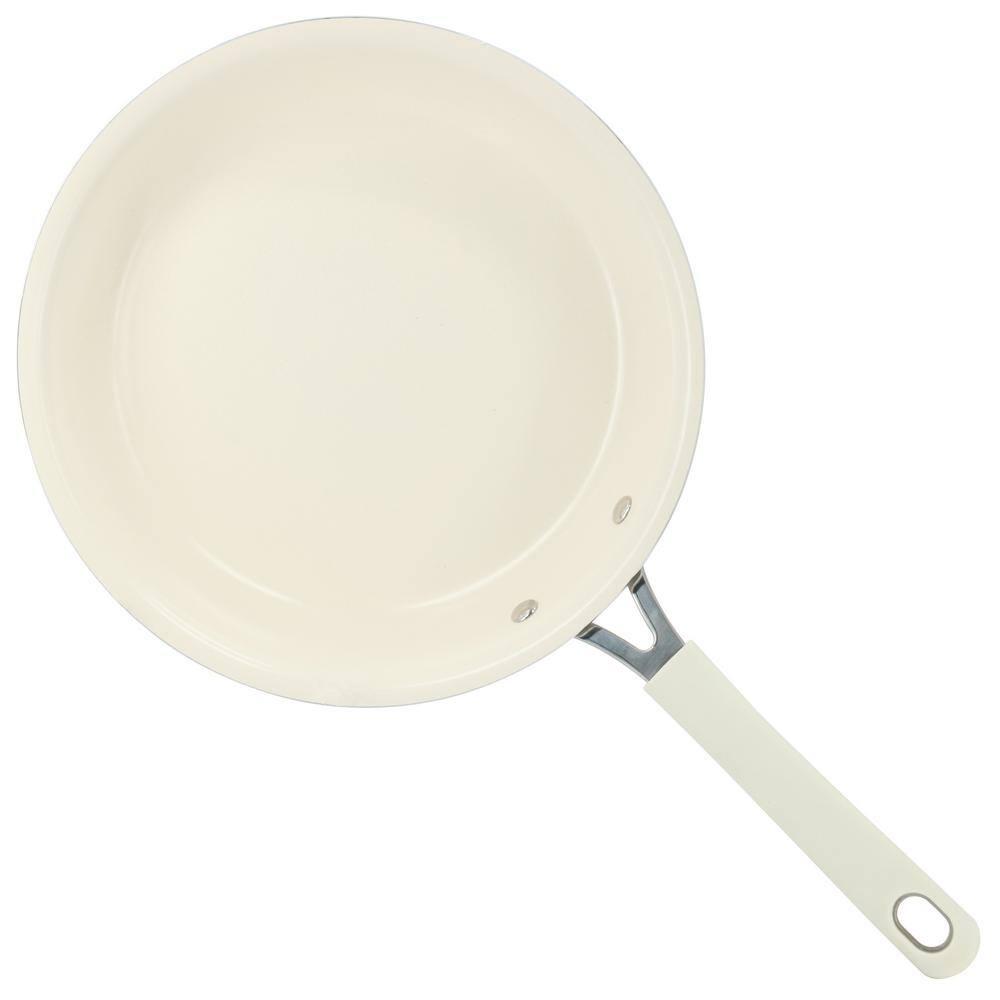 Martha Stewart Martha Stewart Everyday Charlemont 10 Inch Ceramic Nonstick Round Aluminum Frying Pan in Linen