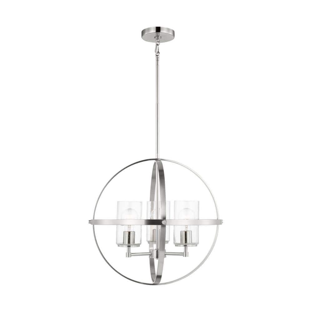 Generation Lighting Alturas 3 -Light Brushed Nickel Modern/contemporary For Use in Dining Rooms, Foyers, Living Rooms Chandelier