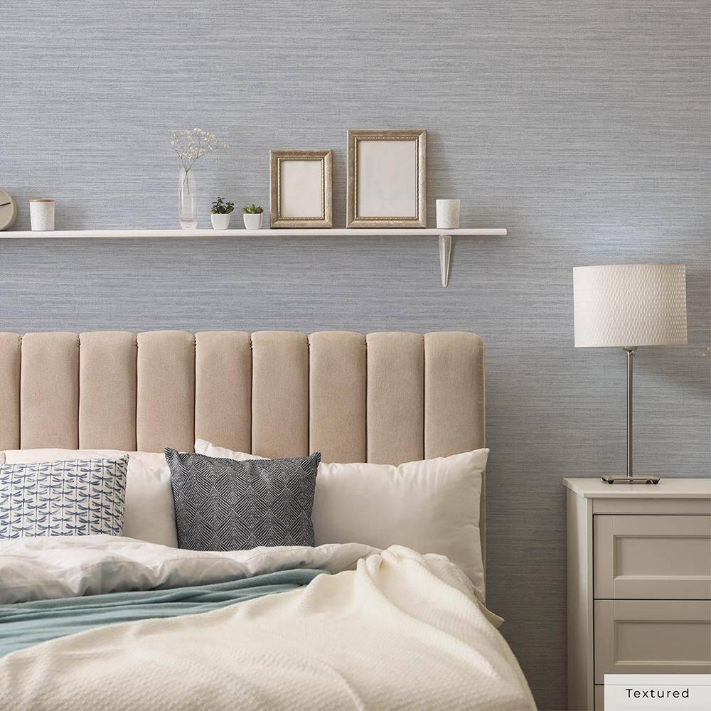 Tempaper & Co.® Faux Horizontal Grasscloth Removable Peel and Stick Wallpaper, Textured Blue, 28 sq. ft.: Vinyl, Prepasted, Abstract Pattern