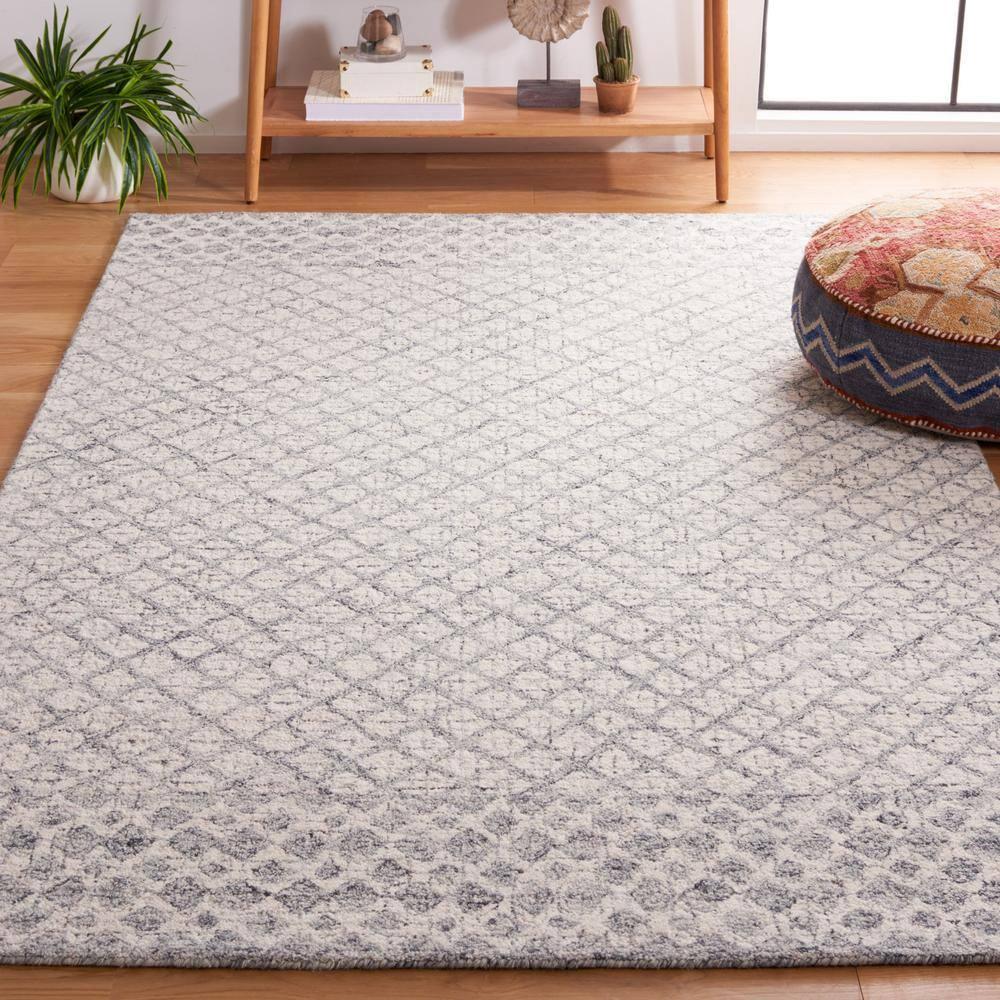 Abstract ABT203 Handmade Indoor Area Rug - Grey/Ivory - 6'x9' - Safavieh
