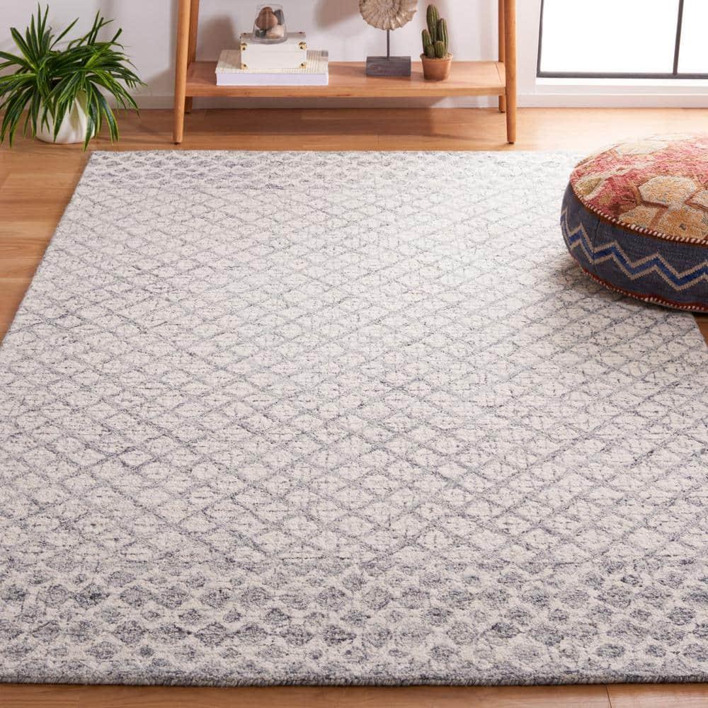 Abstract ABT203 Handmade Indoor Area Rug - Grey/Ivory - 5'x8' - Safavieh