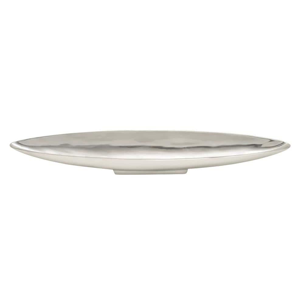 Hurtt Aluminum Metal Sleek Minimalistic Boat Decor Silver Tray