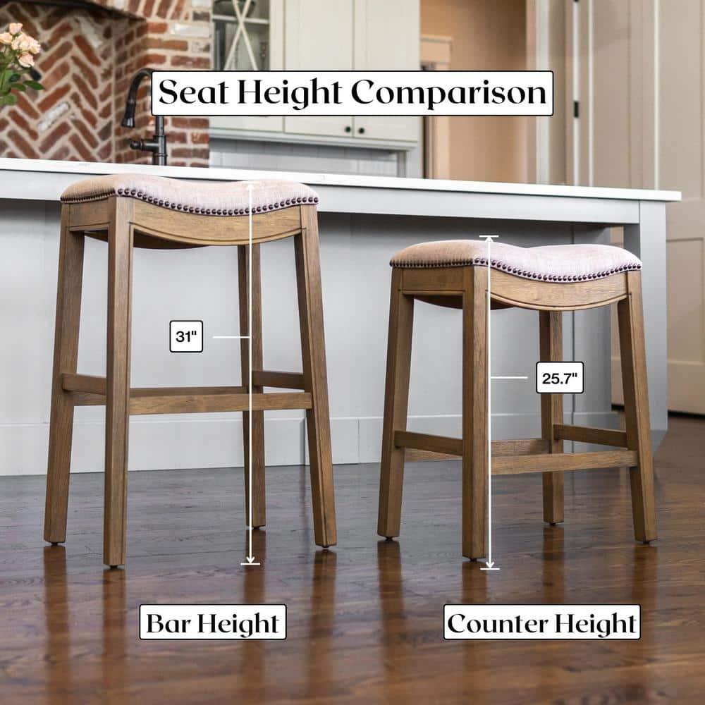 Maven Lane Maven Lane Adrien Backless Saddle Kitchen Stool with Fabric Upholstery