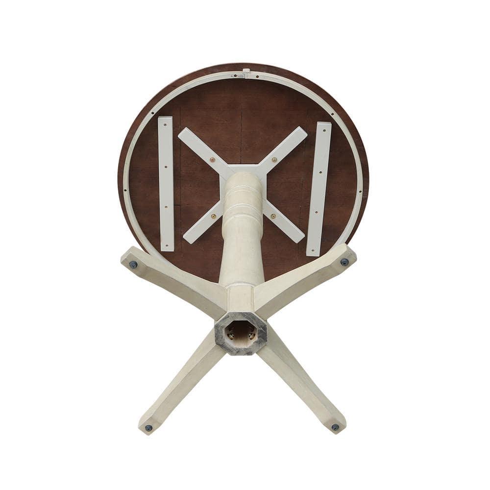 36" Round Pedestal Bar Height Table - Almond/Espresso