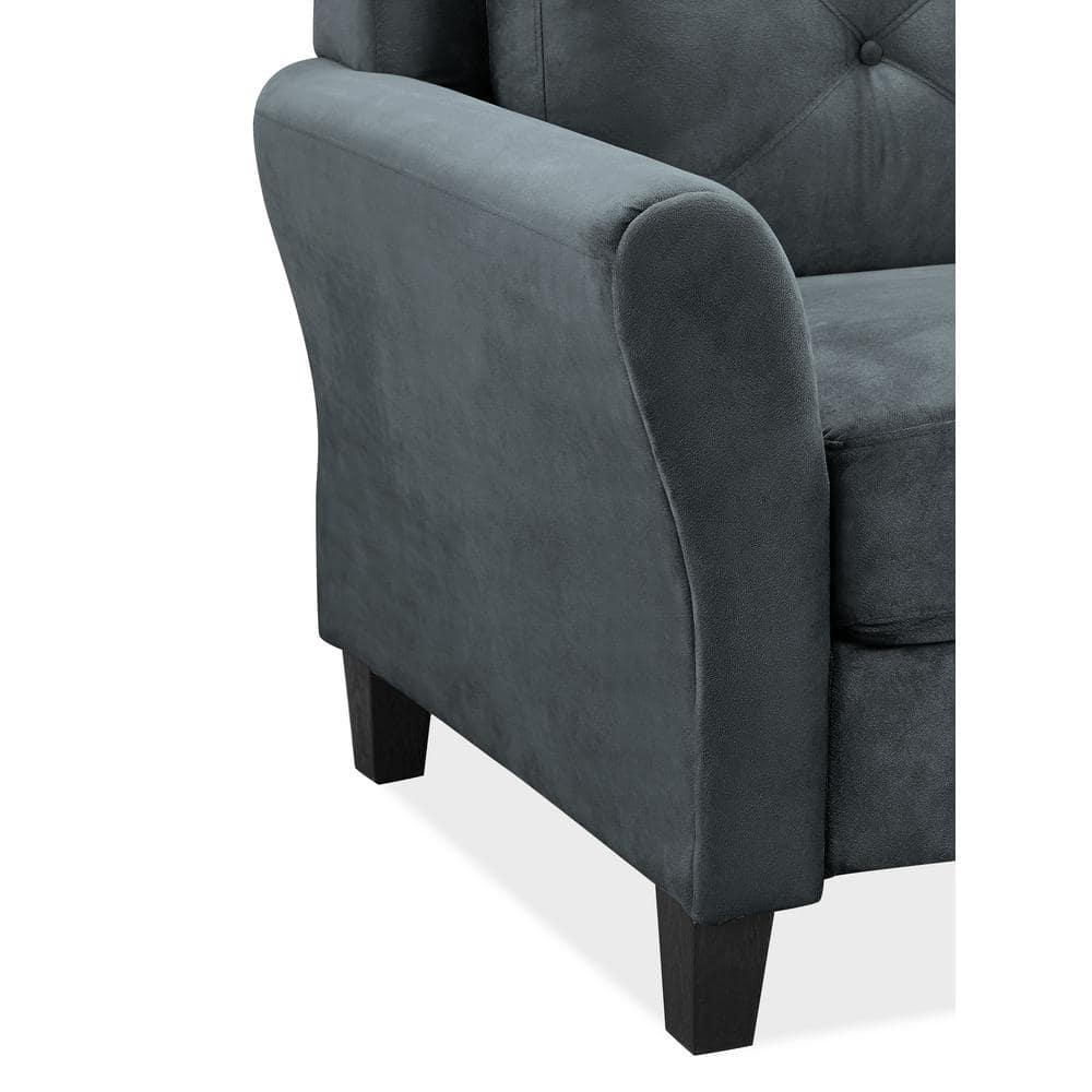 Lifestyle Solutions Taryn Traditional Sofa with Rolled Arms, Dark Gray Fabric