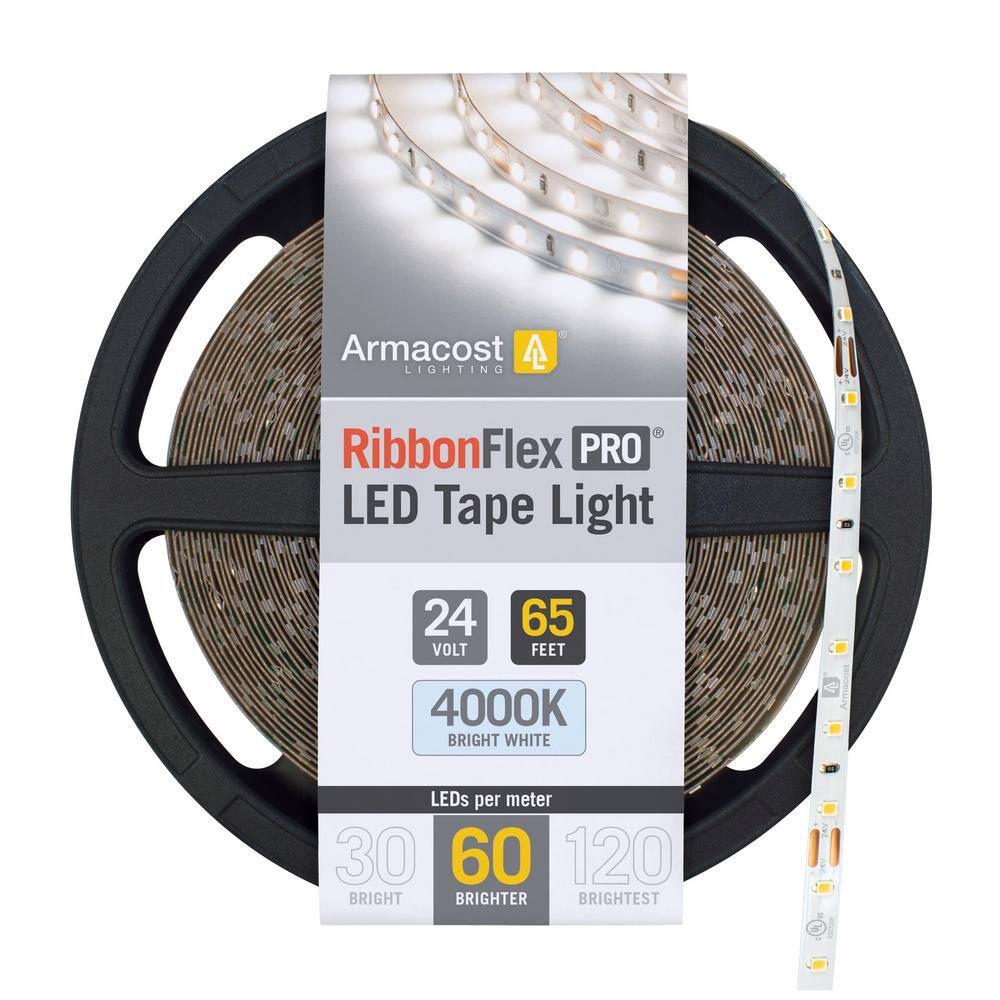 Armacost Lighting 155260 RibbonFlex Pro, 24V, 4000K, 60LEDs/M, IP20, 20M Undercabinet Strip Light