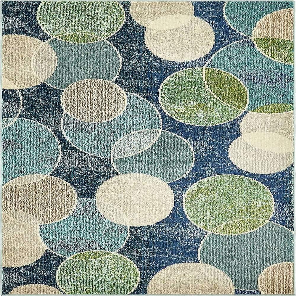 Unique Loom 4' 1 x 6' 1 Navy Blue Chromatic Seaside Area Rug