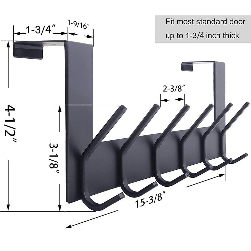WEBI Over The Door Hooks Door Hanger,Over The Door Towel Rack with 6 Hooks for Hanging,Door Coat Towel Hanger Door Coat Rack,Black