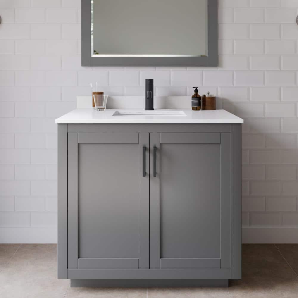 Wyndham Collection Miranda 36" Freestanding Single Bathroom Vanity with Cultured Marble Top