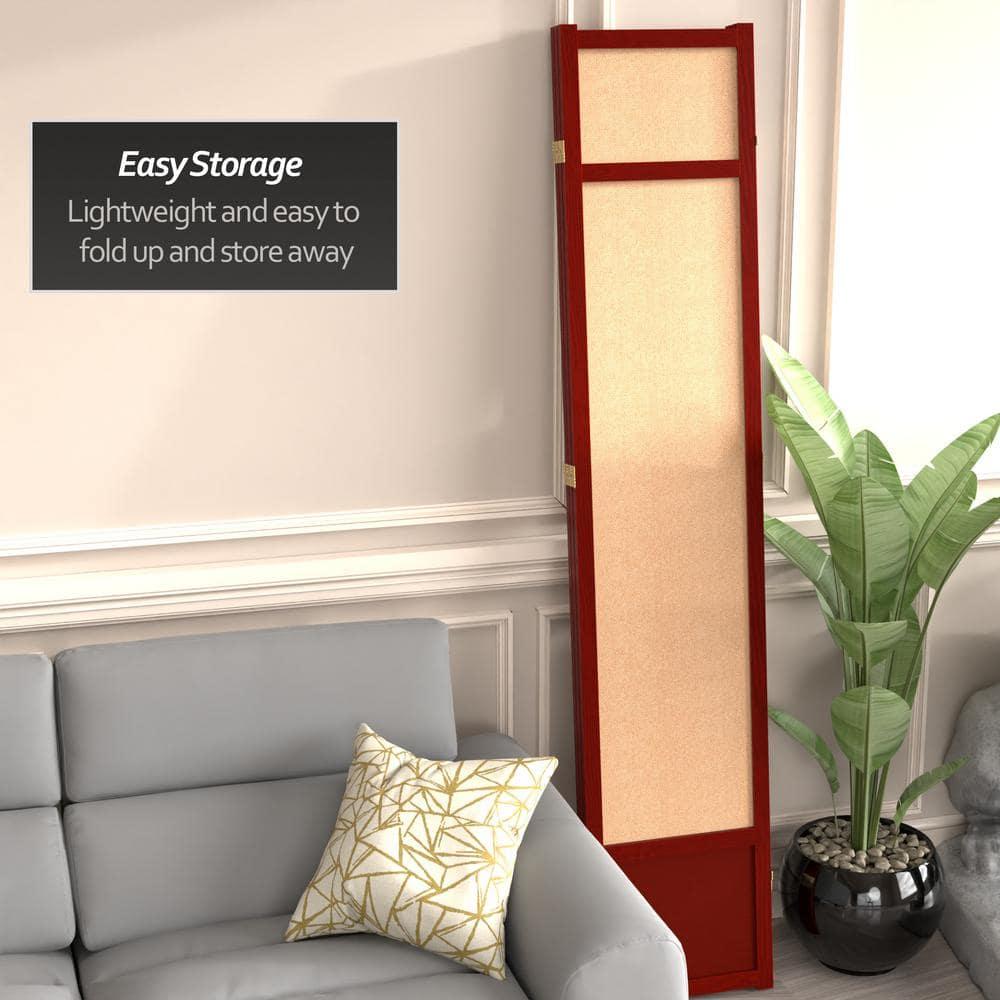 Oriental Furniture 7 Ft Tall Jute Shoji Screen, Rosewood color, 3 panel, jute, Transitional