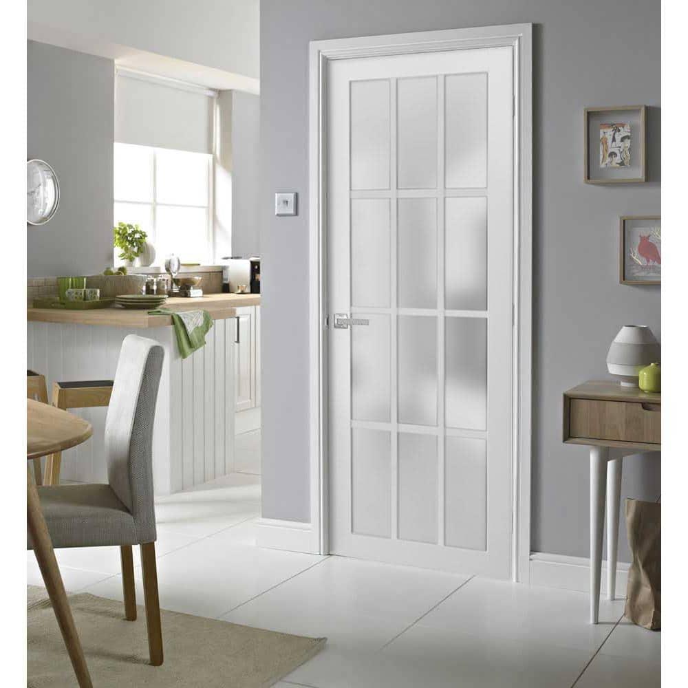 SARTODOORS Lucia Frosted Glass Sliding Closet White Door