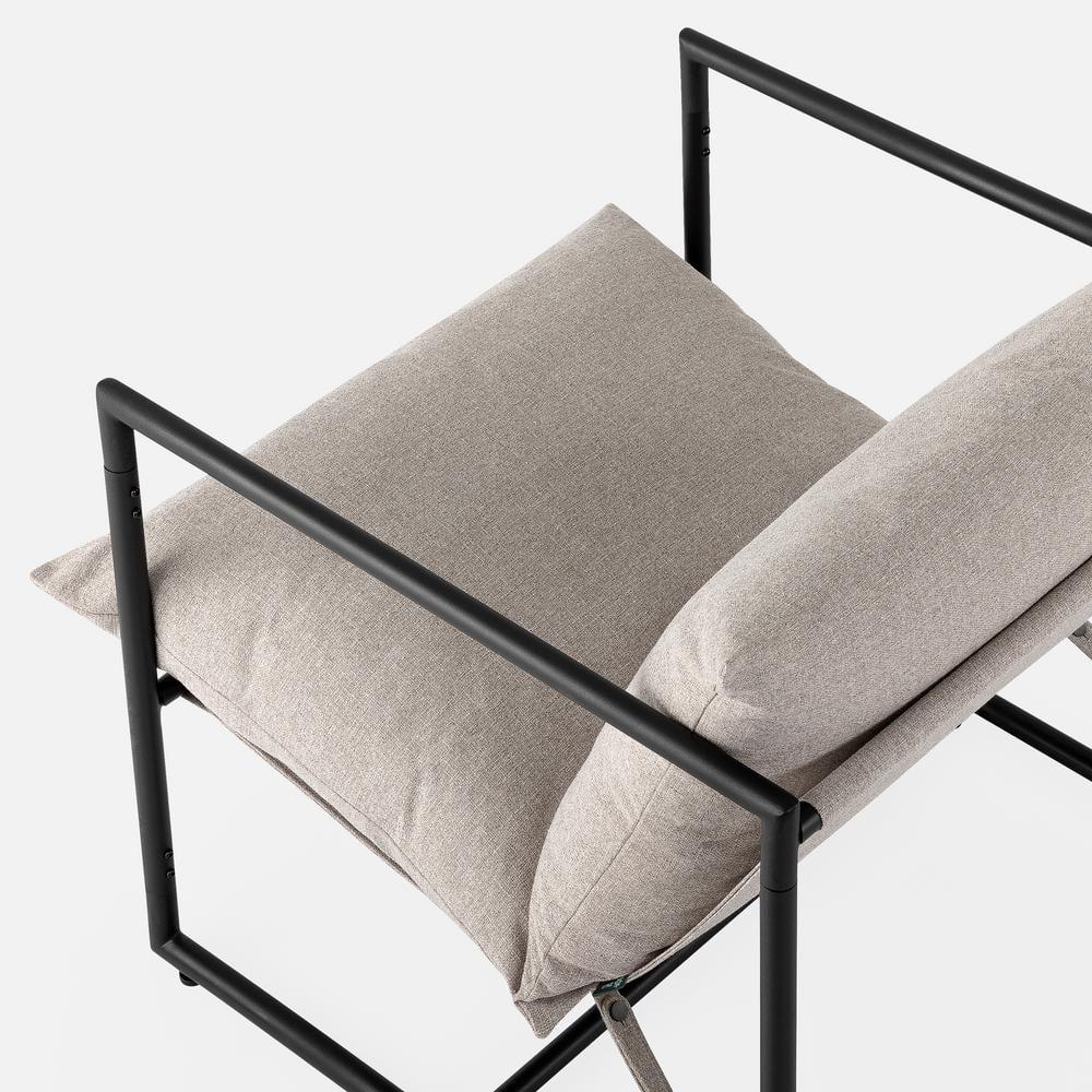 Zinus Aidan Metal Framed Indoor Sling Accent Chair, Oatmeal