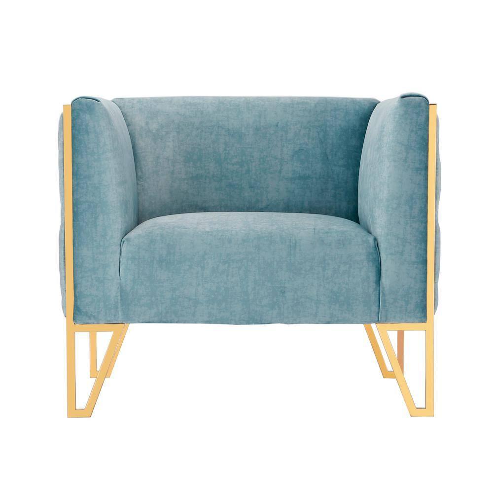 Set of 2 Vector Velvet Accent Chairs Ocean Blue - Manhattan Comfort: Plush, Tufted, No Assembly Required