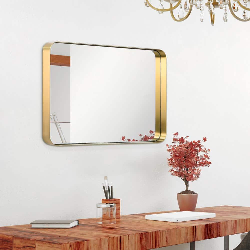 Empire Art Direct Ultra Brushed Gold Stainless Steel Frame Rectangle Wall Mirror, 22" x 30" x 2", Ready to Hang