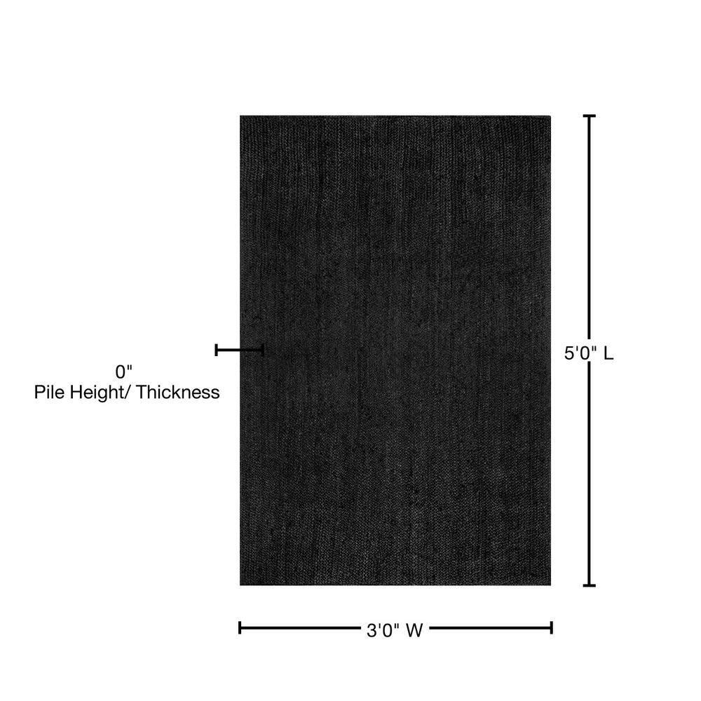 3'x5' Hand Woven Rigo Jute Area Rug Black - nuLOOM: Farmhouse Style, Rectangle, Low Pile, Indoor Use