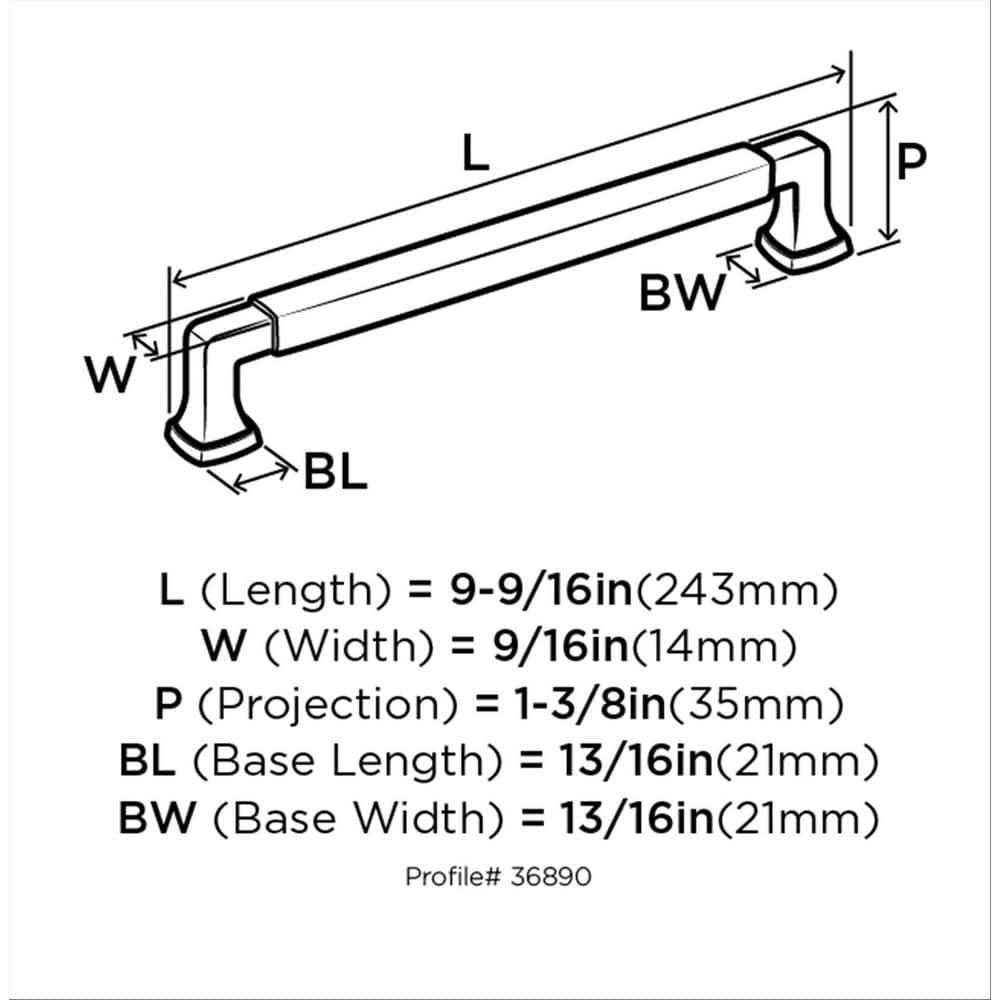 Amerock Stature 8-13/16 inch (224mm) Center-to-Center Satin Nickel Cabinet Pull
