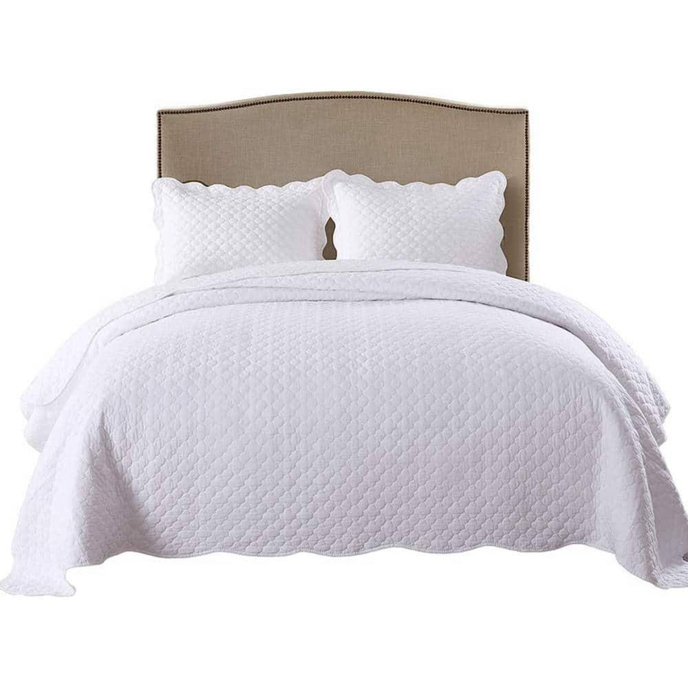 MarCielo WhiteCT Quilt Peony Cotton Geometric Shapes Quilt Set