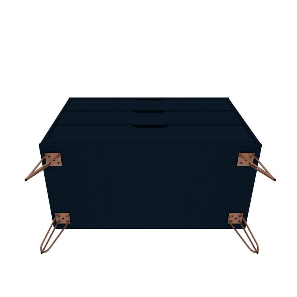Manhattan Comfort Set of 2 Rockefeller 3 Drawer Dresser Tatiana Midnight Blue: MDF Bedroom Storage, Easy-Glide, Includes Anti-Tip Hardware