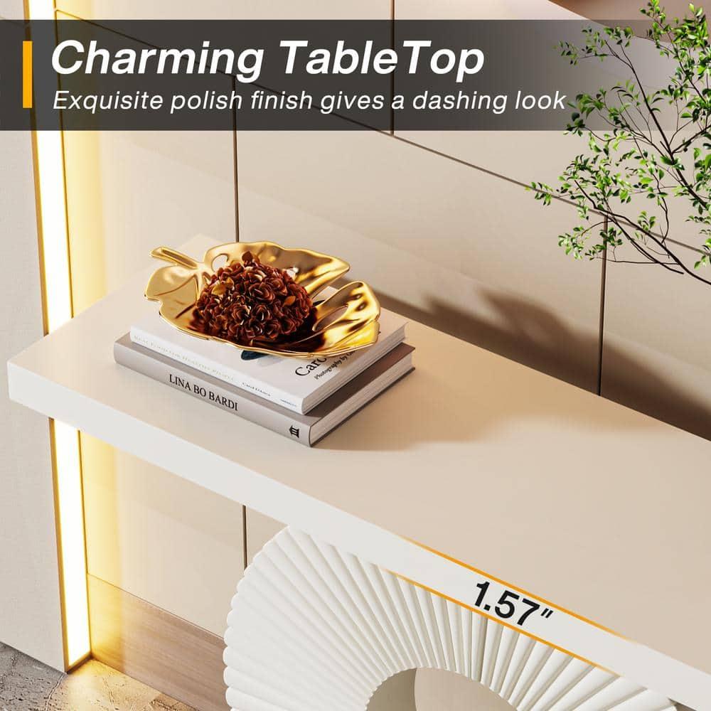 Resenkos Entryway Table, Console Sofa Table,Modern Console Table 40" Wood Sofa Table with Geometric Base,White