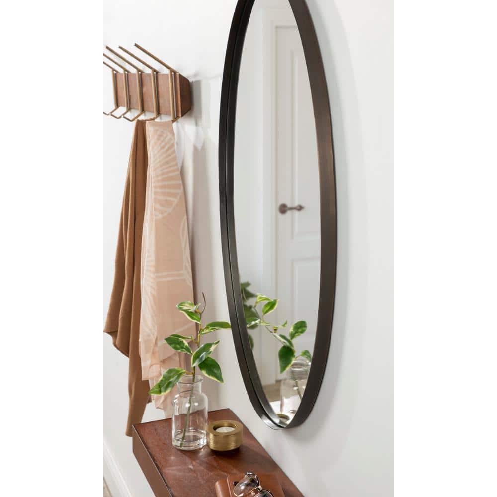 Kate and Laurel Rollo Oval Framed Wall Mirror, Bronze 20x30
