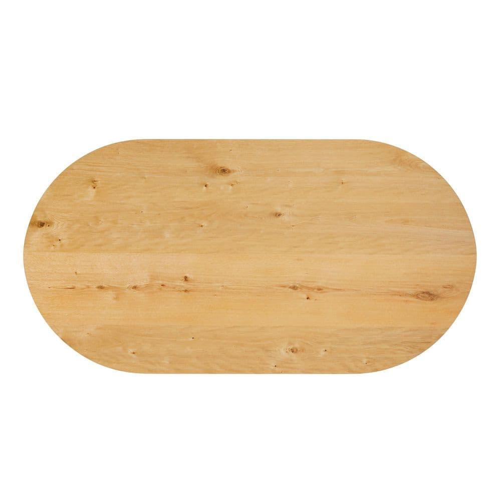 Walker Edison Modern Farmhouse Rustic Solid Oak Wood Oval Dining Table for 6 - White Oak