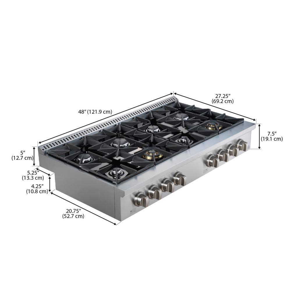 Ancona Ancona 48" Black Gas 8 Burner Cooktop AN-2162