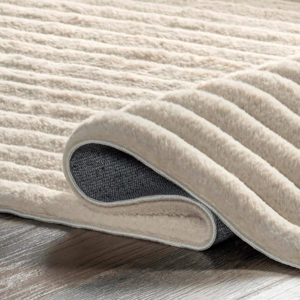 nuLOOM 2' x 6' Cozy Plush SuperiorWash Area Rug, Machine Washable, Non-Slip, Soft Fluffy Shag Carpet for Living Room Bedroom Nursery, Kai Beige