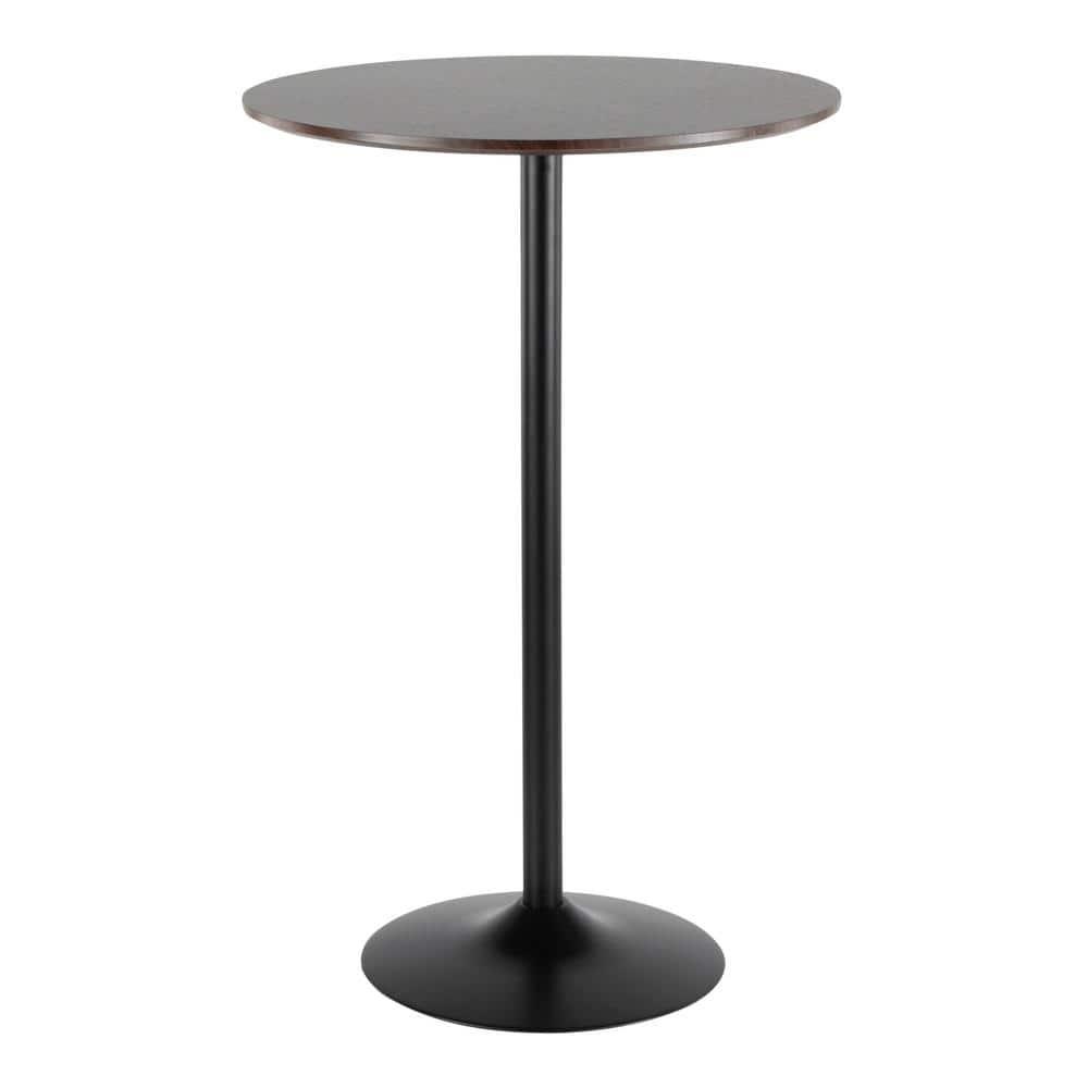 LumiSource Pebble Adjustable Dining To Bar Table Black/Espresso : Modern Laminated Wood, Steel Pedestal Base, Seats 2