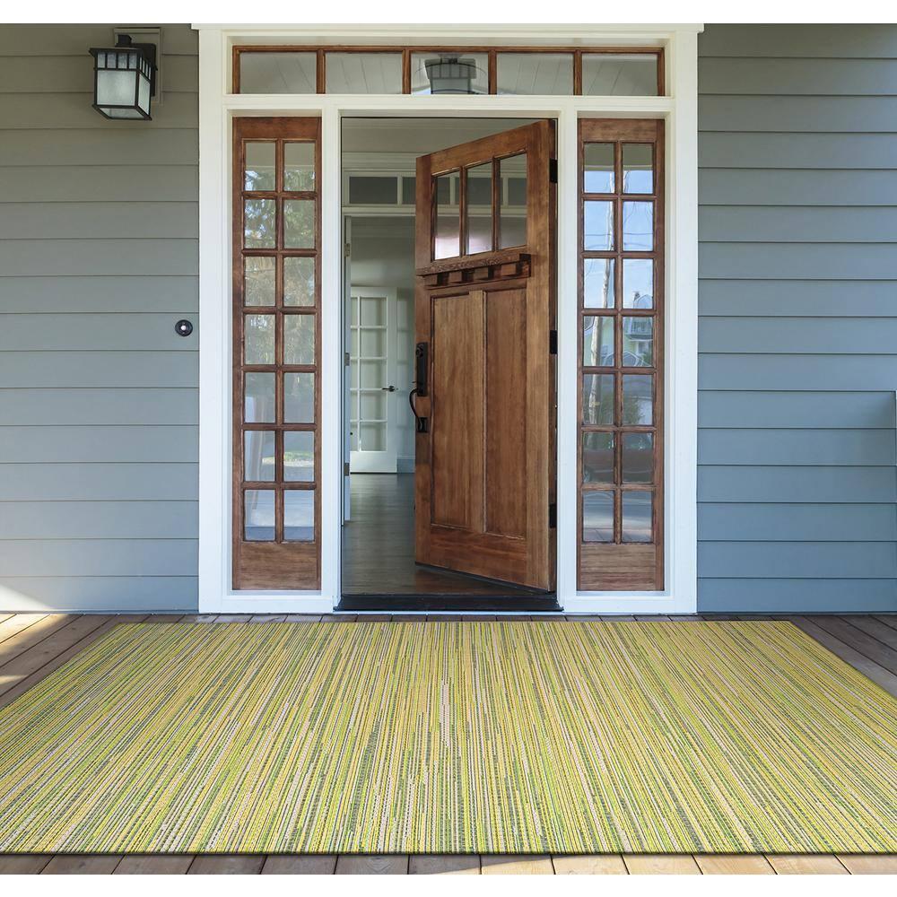 Couristan Monaco Alassio Indoor/Outdoor Area Rug, 5'10" x 9'2", Sand-Sea Mist Green-Lemon Yellow