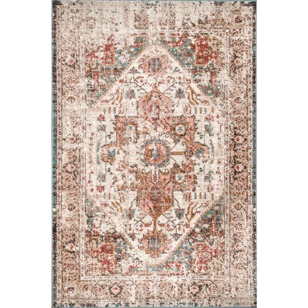 Nuloom 12x15 Justine Vintage Medallion Indoor Area Rug, Beige, Faded Persian Design, Stain Resistant, BedroomLiving Room, Kitchen,