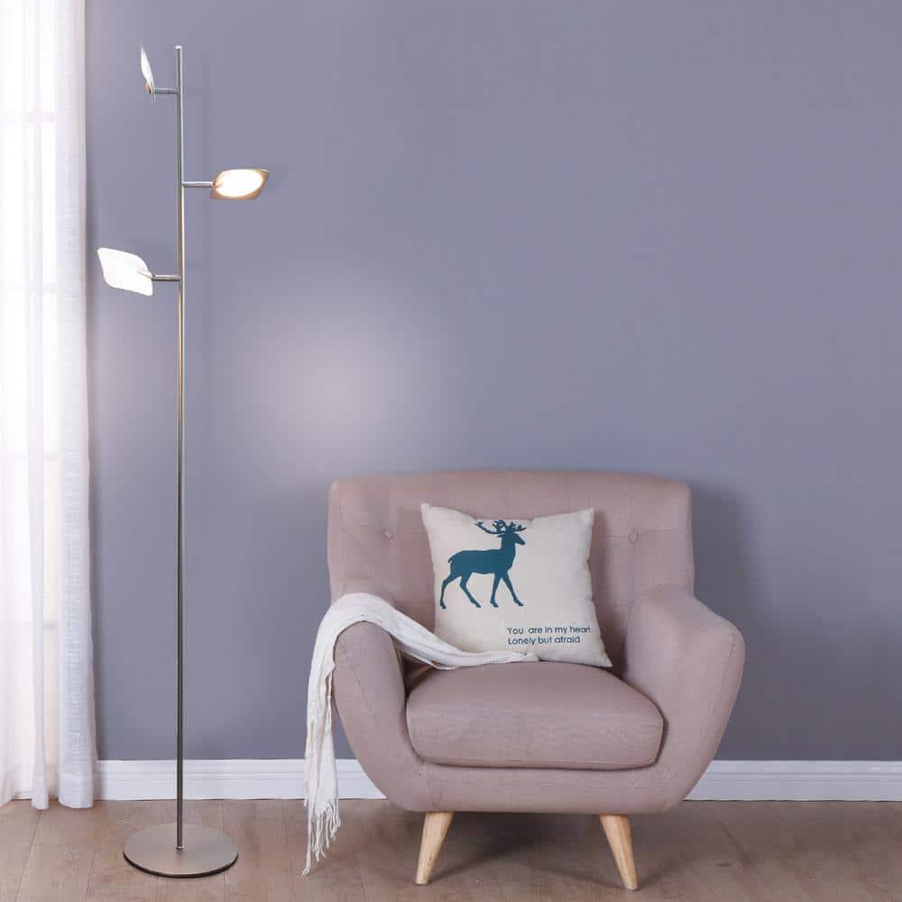 Brightech Tree Industrial LED 3-Way Dimming Floor Lamp with 3 Adjustable Spot Lights