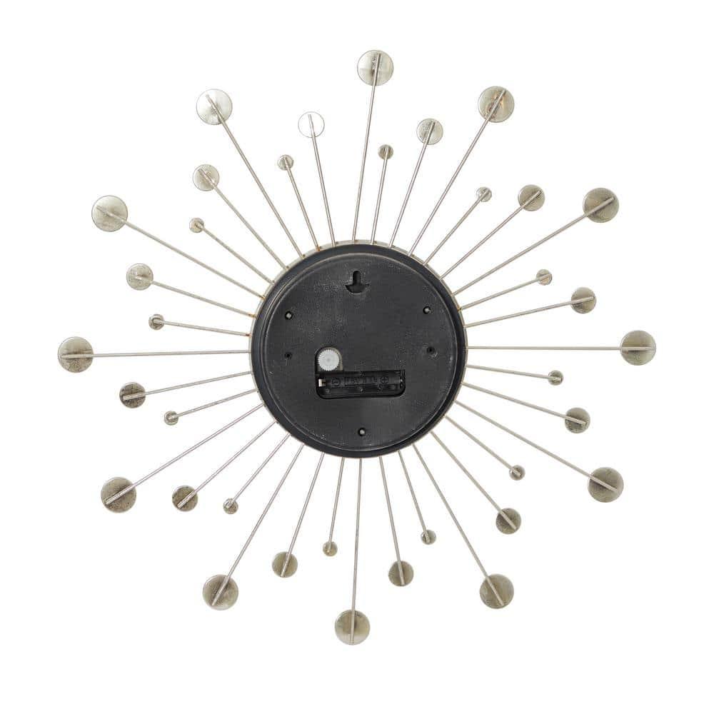 DecMode Gold Metal Glam Wall Clock, 15”L x 0.5”W x 15”H, Features Starburst Design