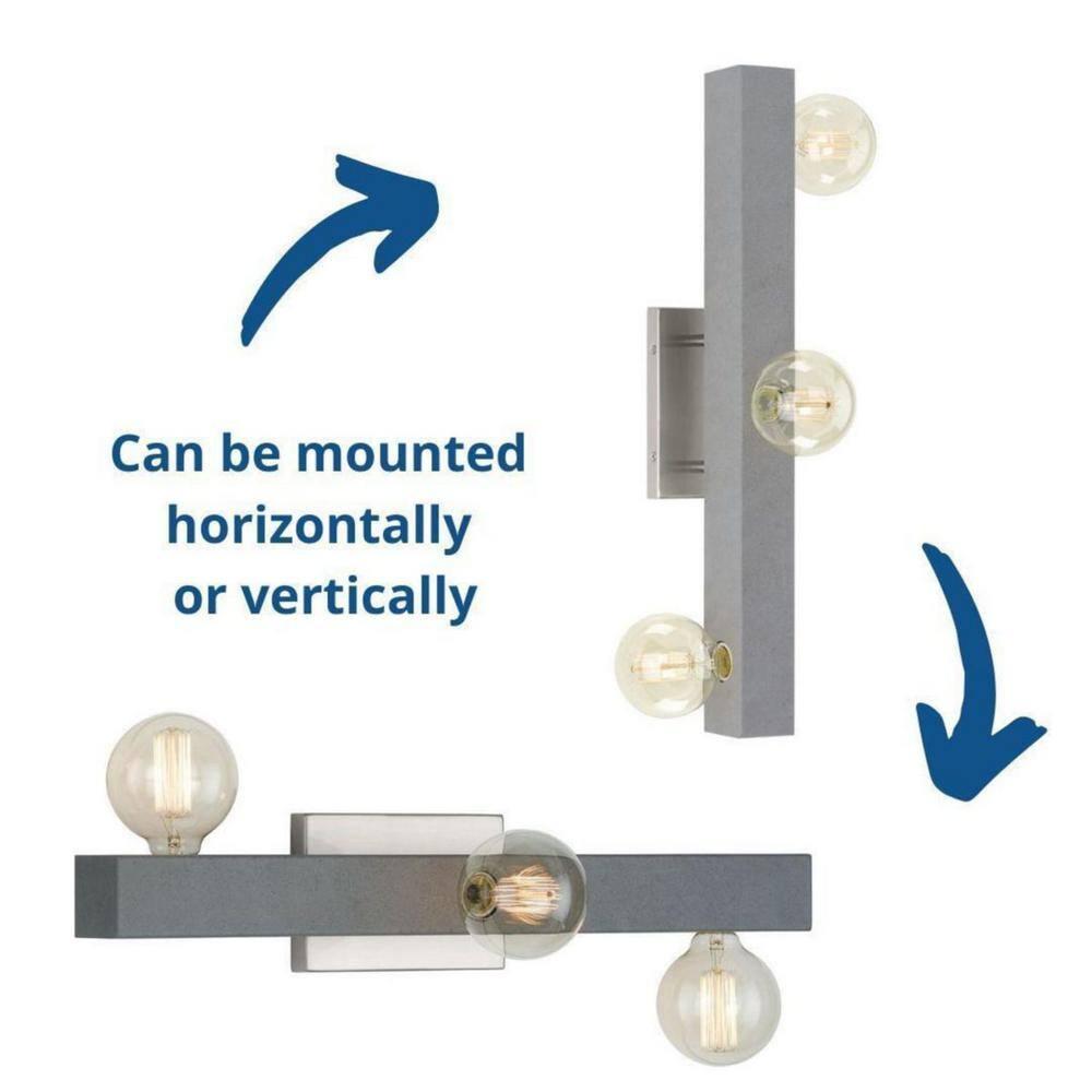 Progress Lighting, Mill Beam Collection, 3-Light Industrial Bath Vanity Light, Brushed Nickel, Faux Concrete Shade