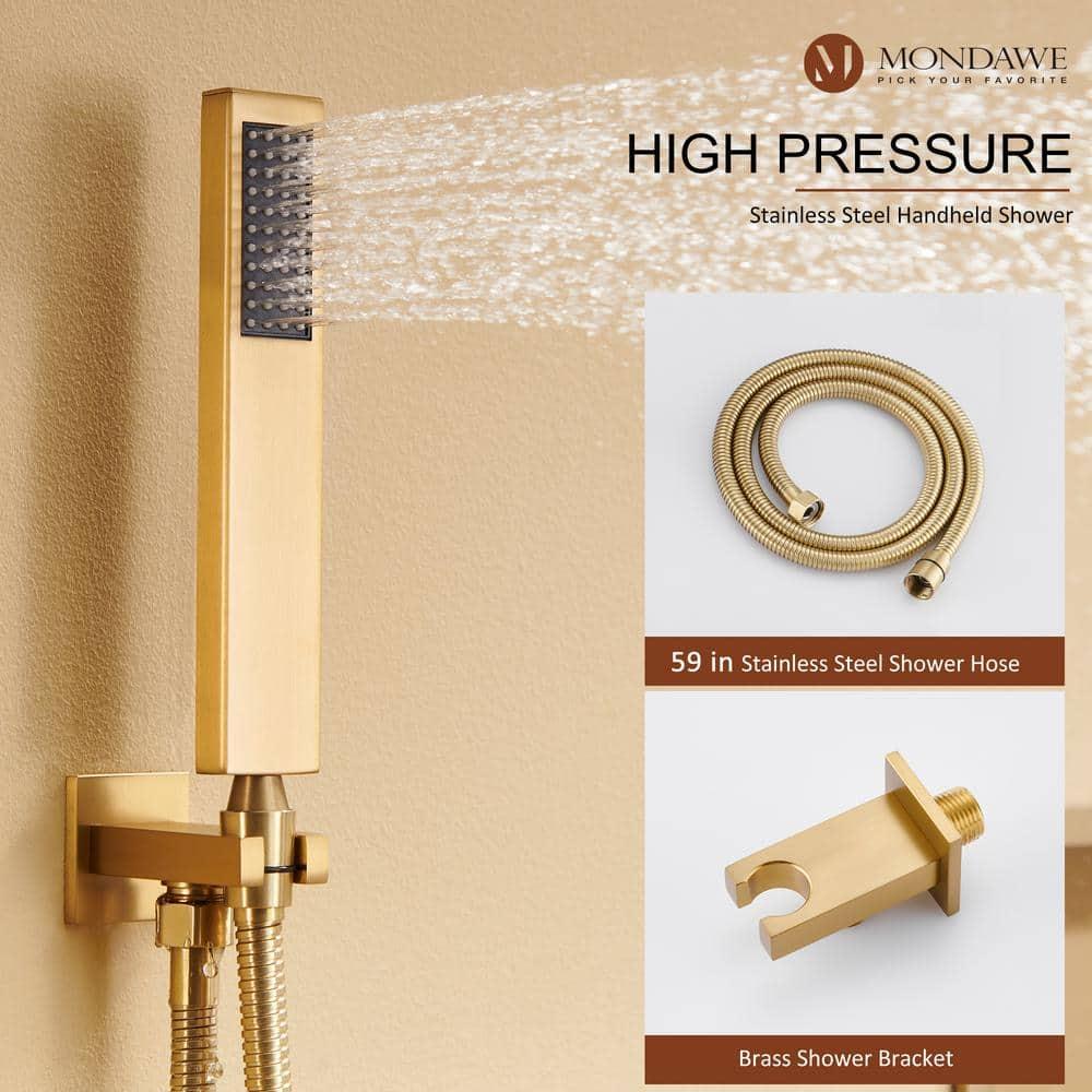3 Functions Wall Mount Thermostatic Complete Shower System with 6 Body Jets, Rough-in Valve