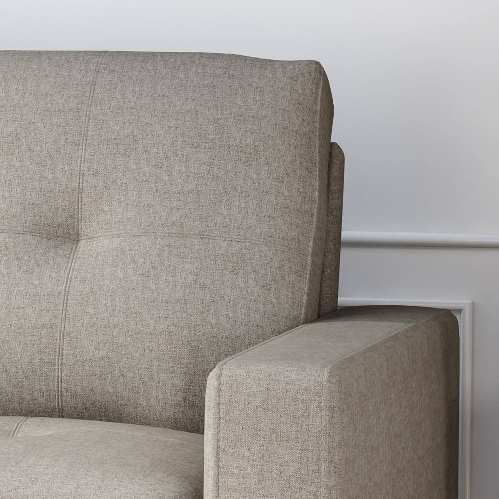 Noble House Laranne 3 Seater Tufted Fabric Sofa, Beige, Dark Brown
