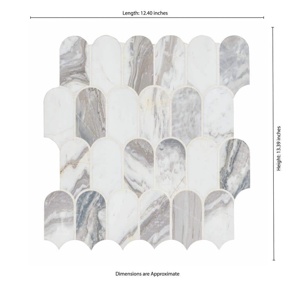 Edessa Scallop 12" x 13" Polished Marble Mosaic Floor and Wall Tile