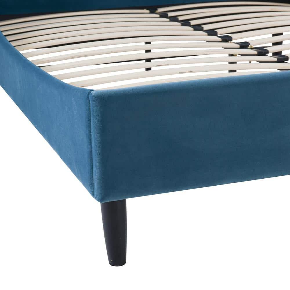 Sandy Wilson Home Aspen Tufted Headboard Platform Bed Queen Satin Teal Velvet