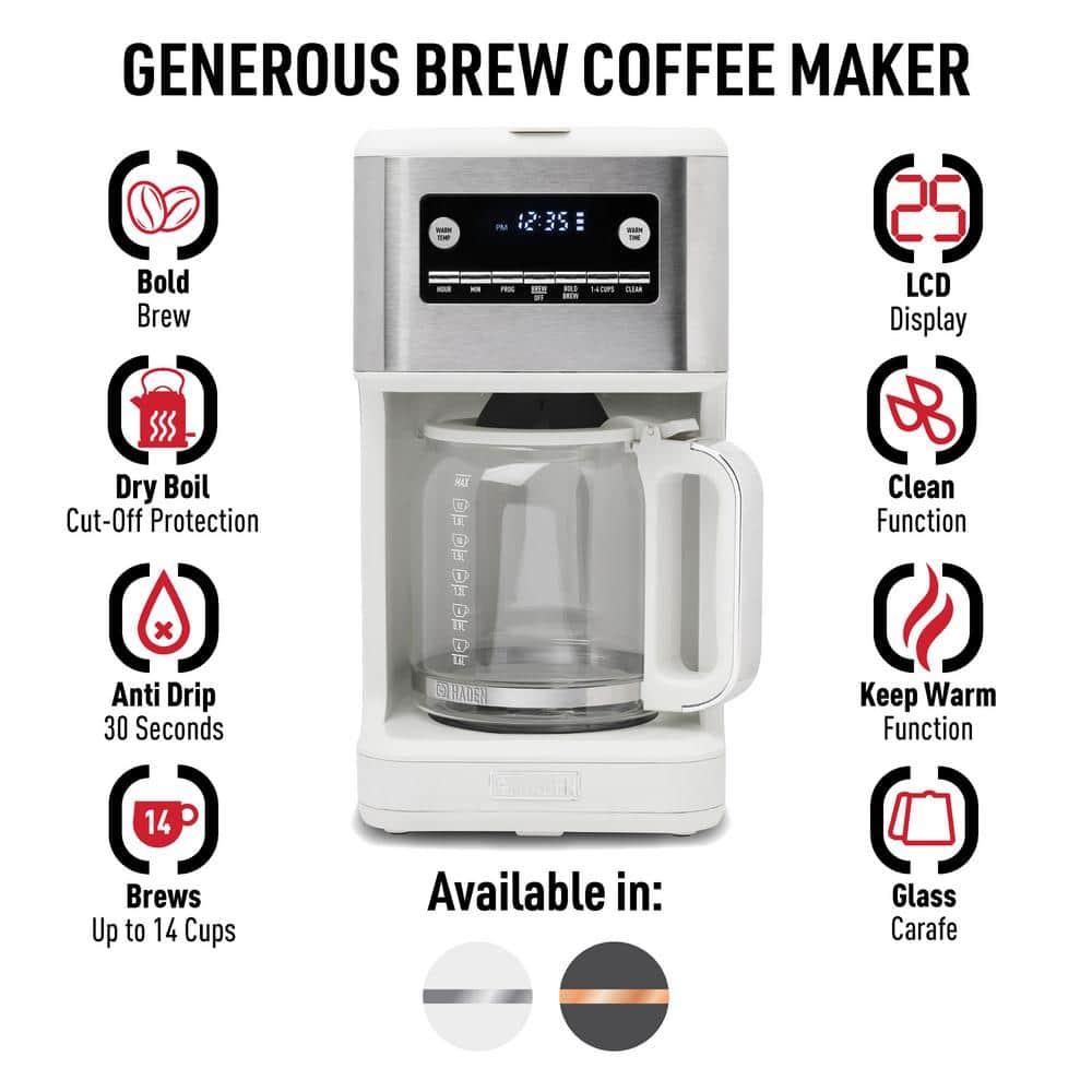 HADEN Generous Brew White 14-Cup Drip Coffee Maker