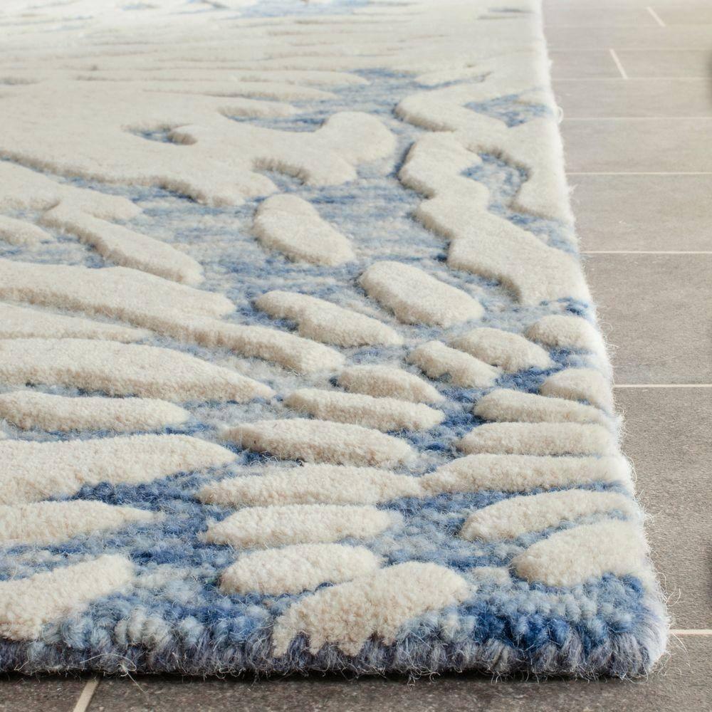 Bella BEL129 Hand Tufted Accent Rug - Dark Blue/Ivory - 2'6"x4' - Safavieh.