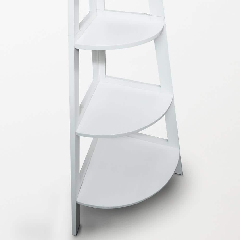 5-Shelf Corner Ladder Bookcase - White