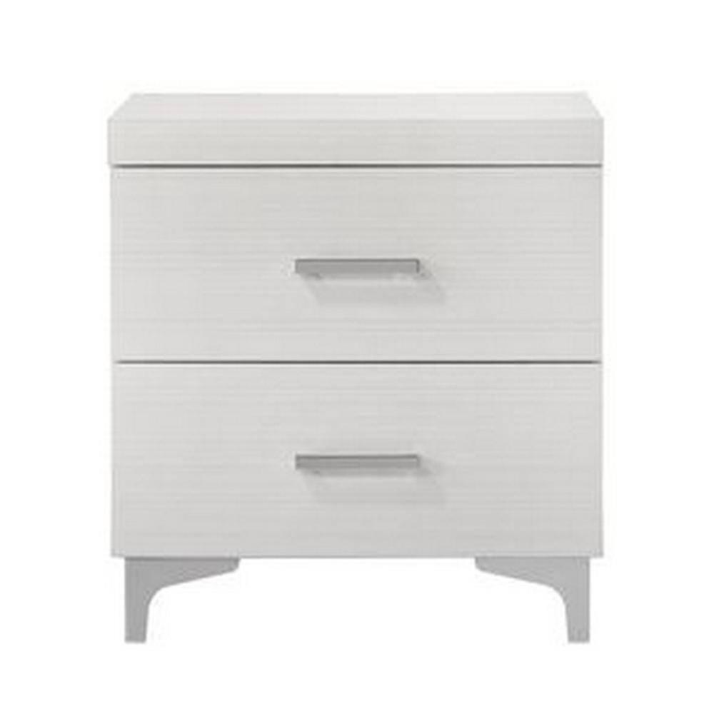 Gzxs Modern White Nightstand with 2 Storage Drawers, Wooden Small Bedside Table with Metal Handles and Legs, 22"L x 16"W x 23"H