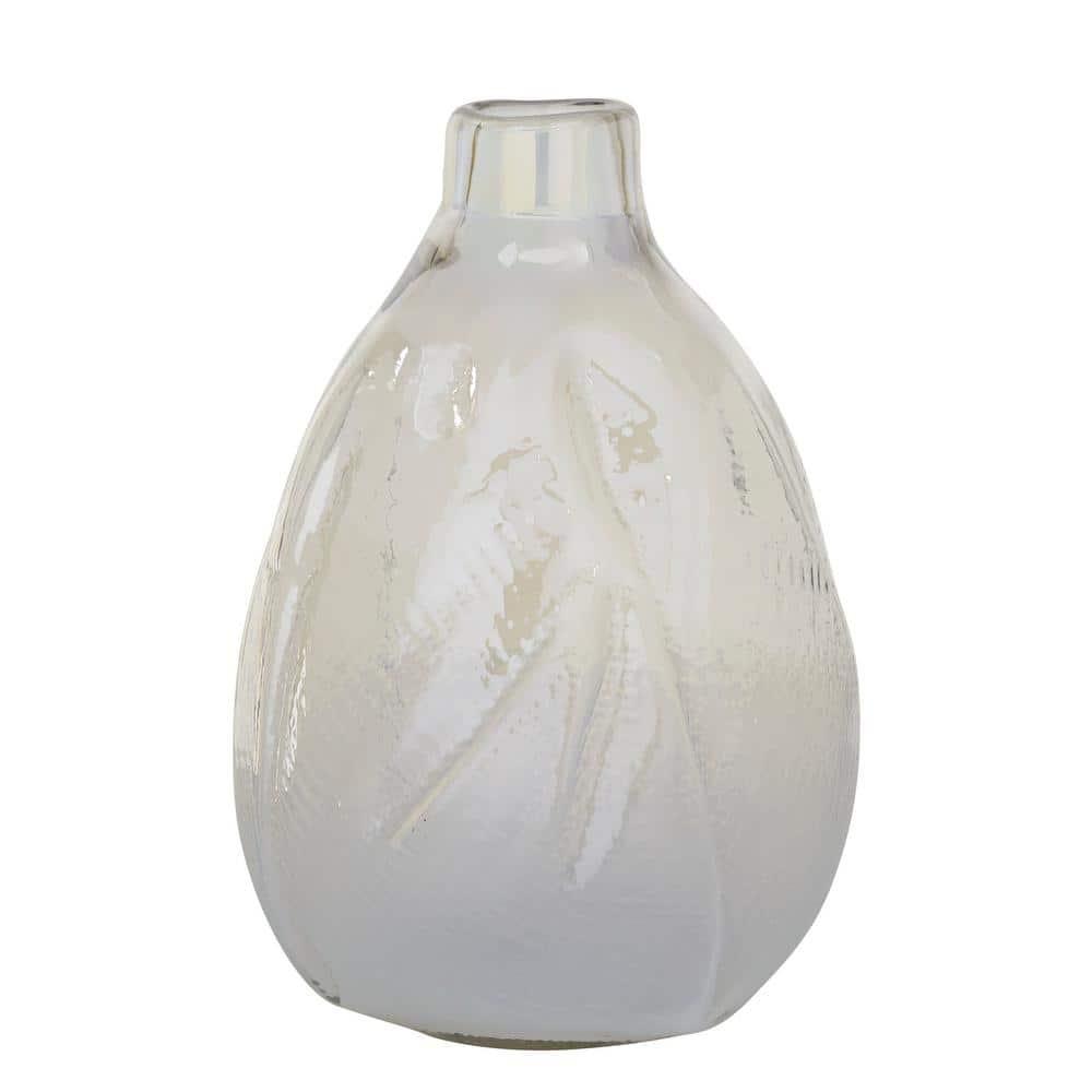 DecMode 16" Blown White Glass Vase