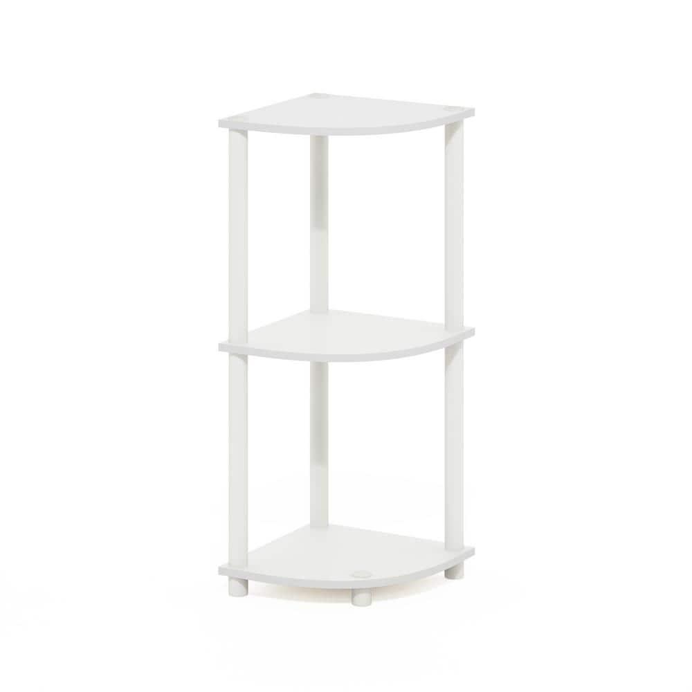 Furinno Turn-N-Tube 3-Tier Corner Display Rack Multipurpose Shelving Unit, White/White