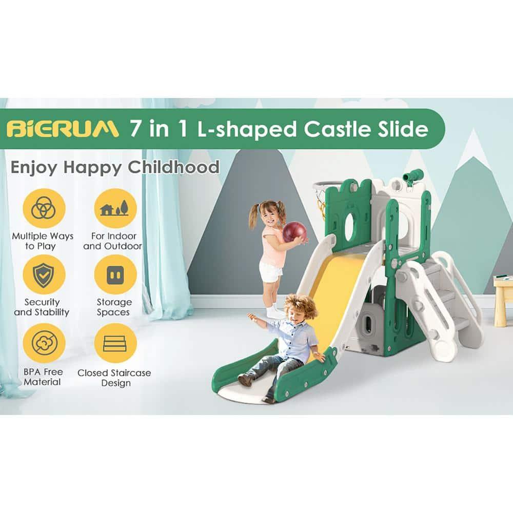 7 in 1 Kids Slide, Toddler slide with Climber Outdoor Indoor Slide Playset